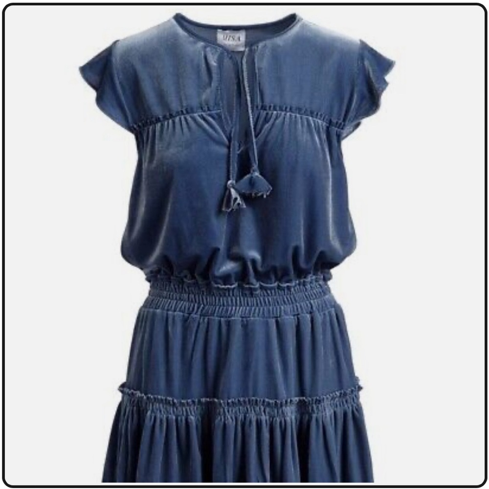 Misa Los Angeles Matias Ruffle Velvet Mini Dress. Sz L